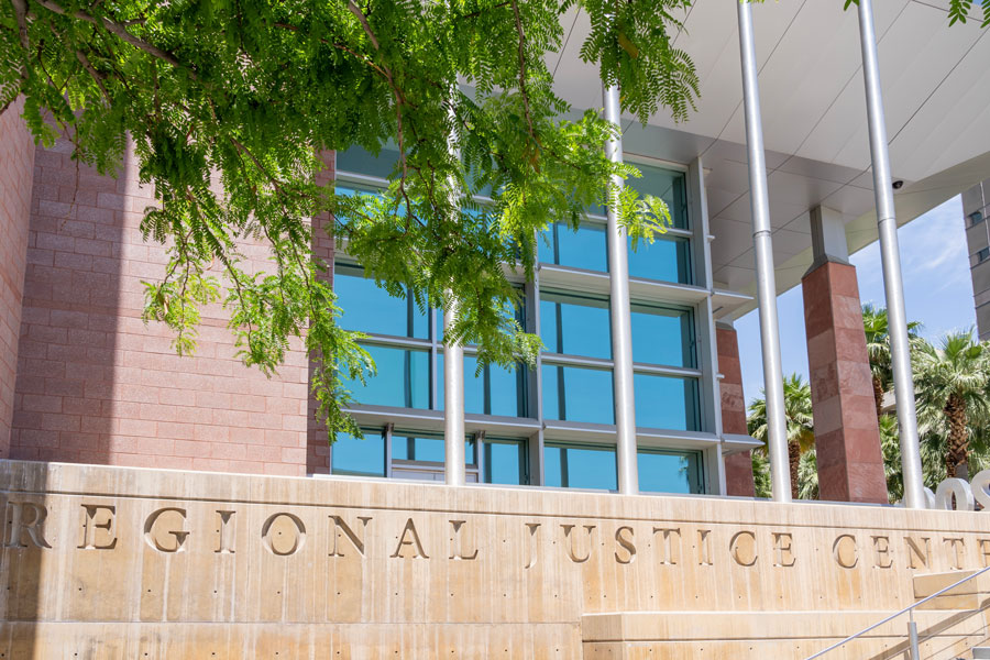 Clark County Regional Justice Center on Lewis Ave in Las Vegas, Nevada, USA, on May 30, 2023. Regional Justice Center is Clark County Government Center.